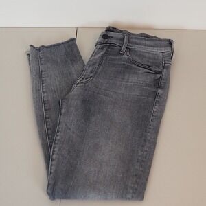 MOTHER High Waisted Looker Ankle Fray Women's 27 Gray Wash Shadows Skinny Jeans